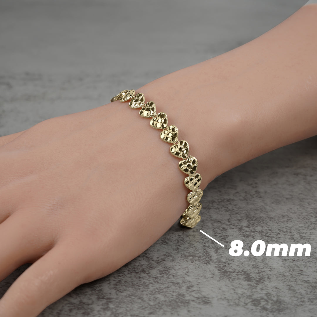 10k & 14k Gold Concave Nugget Heart Bracelet