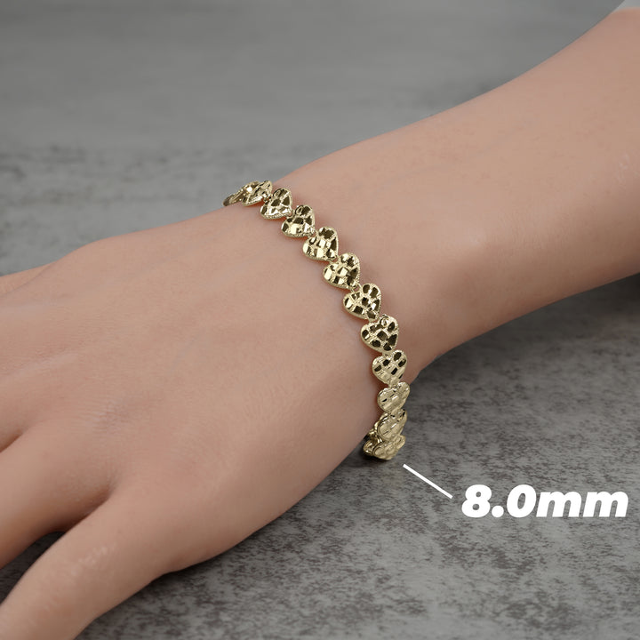 10k & 14k Gold Concave Nugget Heart Bracelet