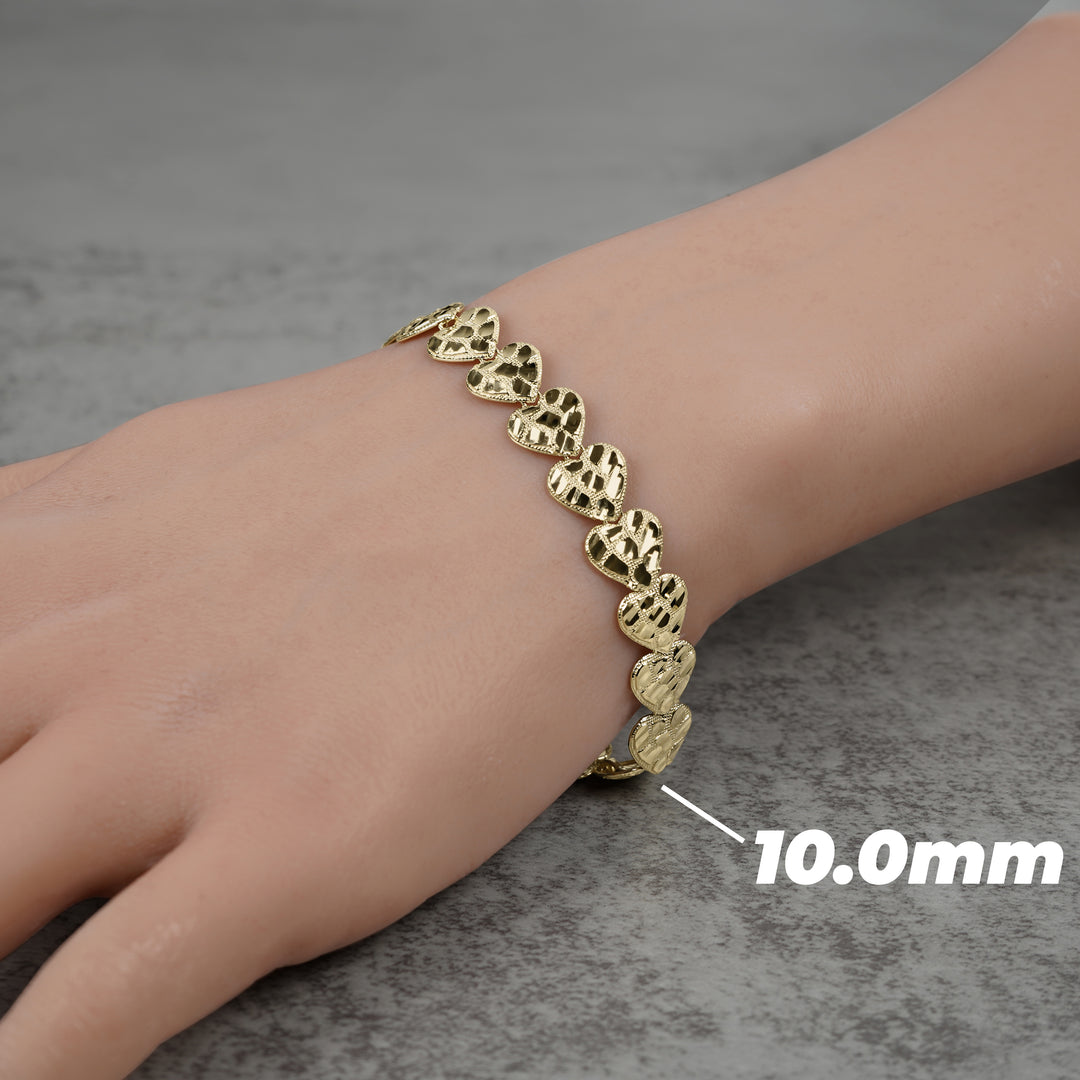 10k & 14k Gold Concave Nugget Heart Bracelet