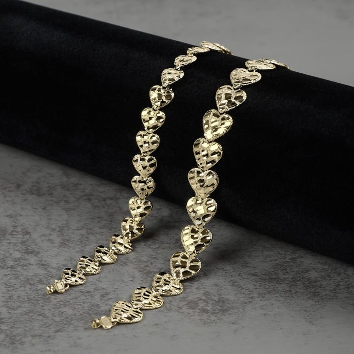 10k & 14k Gold Concave Nugget Heart Bracelet