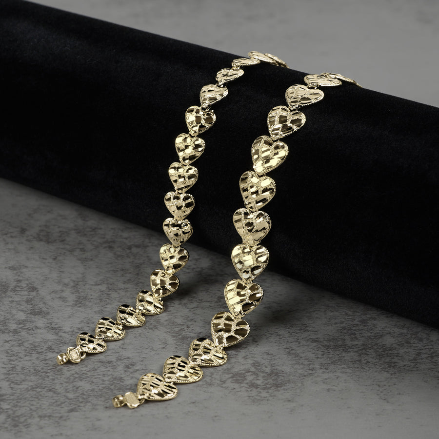 10k & 14k Gold Concave Nugget Heart Bracelet