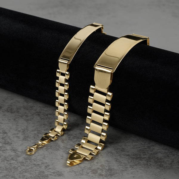 10k Gold Classic Rollie Chain Personalized ID Bracelet/Anklet (Hollow)