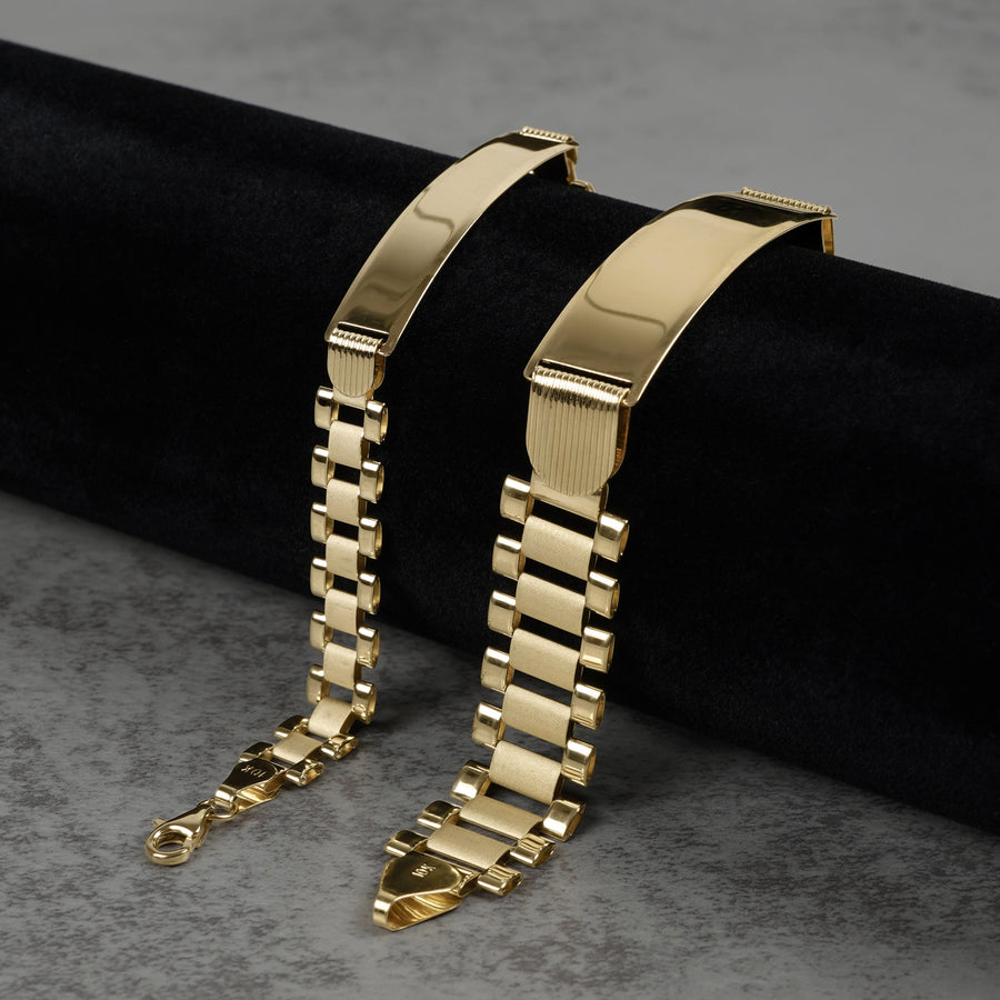 10k Gold Classic Rollie Chain Personalized ID Bracelet/Anklet (Hollow)