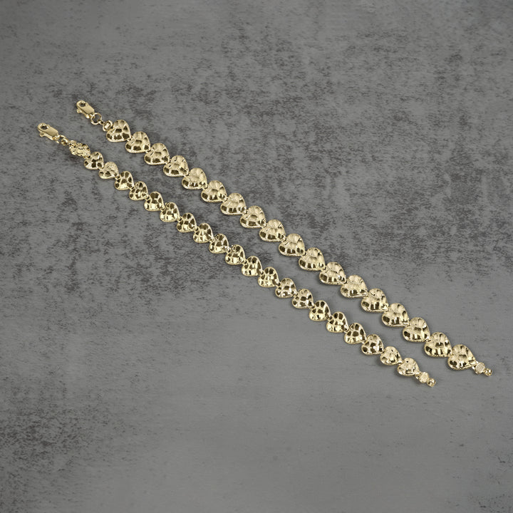 10k & 14k Gold Concave Nugget Heart Bracelet