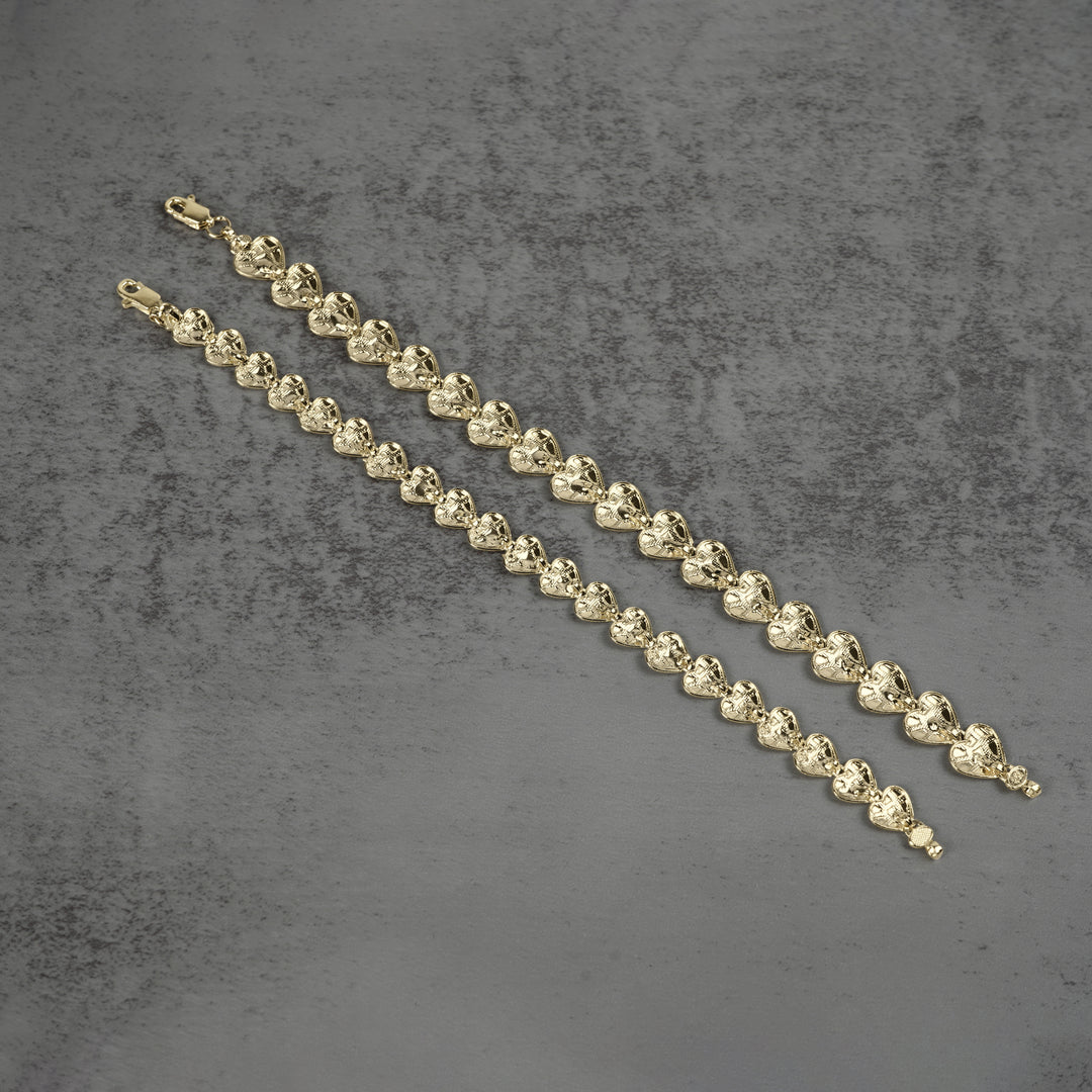 10k & 14k Gold Concave Nugget Heart Bracelet