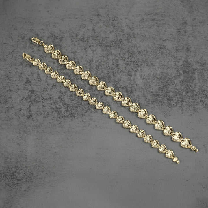 10k & 14k Gold Concave Nugget Heart Bracelet