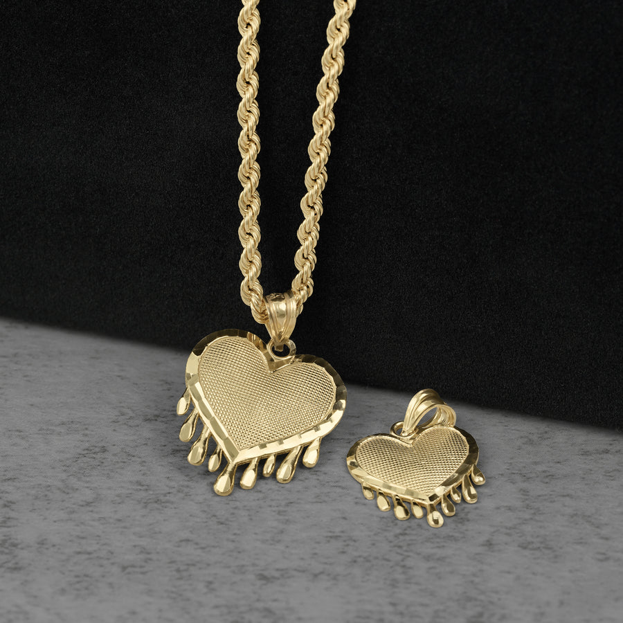10k Gold Dripping DC Heart Pendant Necklace
