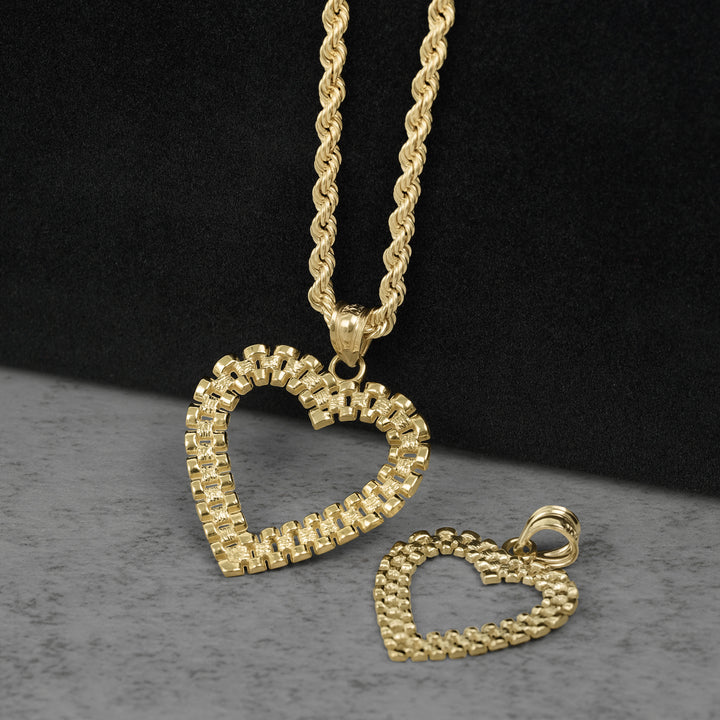 10k Gold Royal Rollie Heart Pendant
