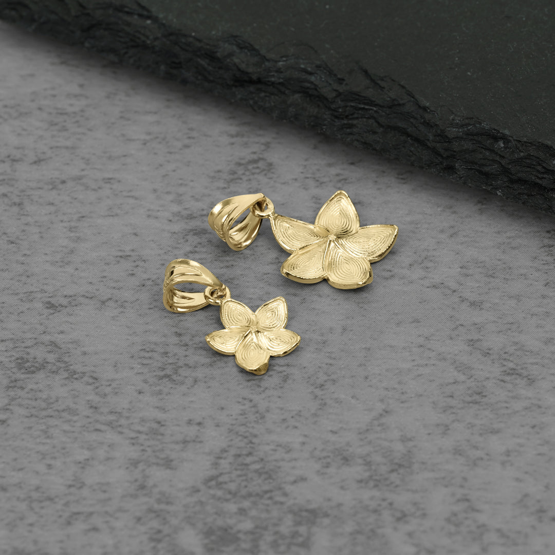 10k & 14k Gold Fiori Hibiscus Flower Pendant Necklace