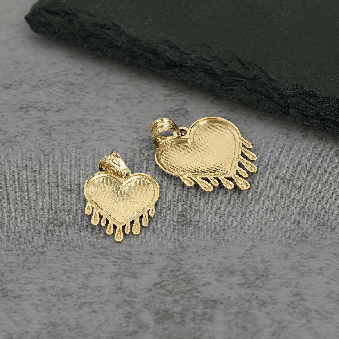 10k Gold Dripping DC Heart Pendant Necklace