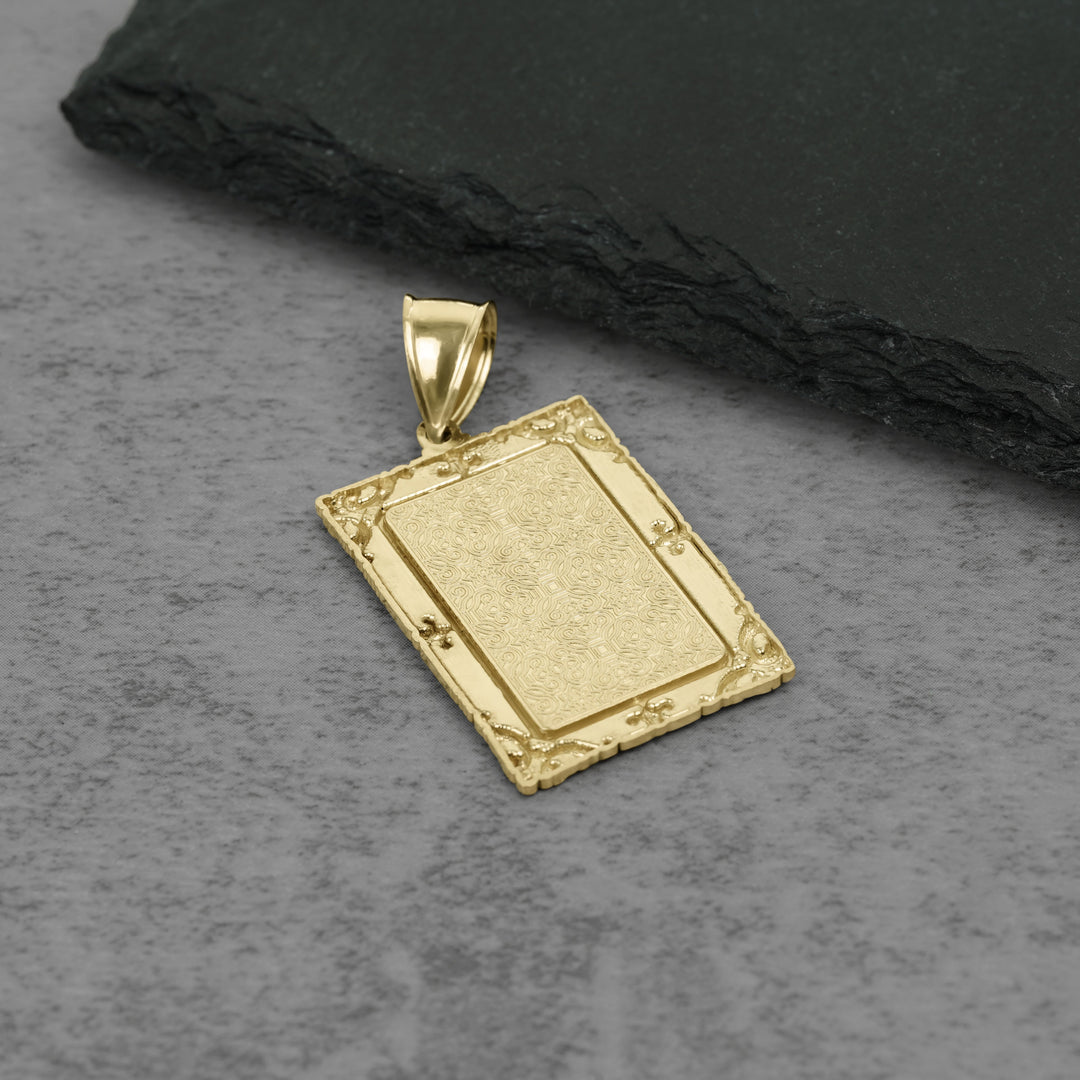 10k & 14k Gold Memorial Picture Rectangle Pendant Necklace