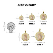 10K & 14k Gold Luna Guadalupe Rose Tri-color Round Pendant Necklace