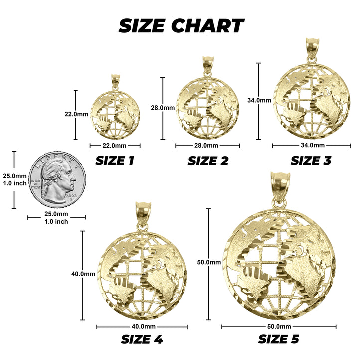 10k Gold The World Round Pendant Necklace (One-Tone)