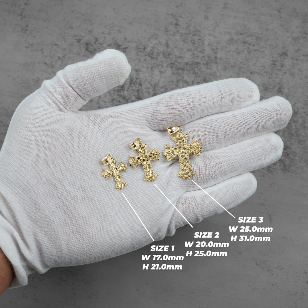 10k Gold Faith DC Nugget Gothic Cross Pendant Necklace