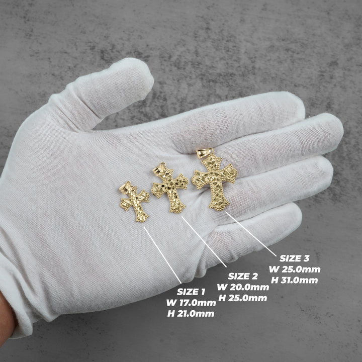 10k Gold Faith DC Nugget Gothic Cross Pendant Necklace