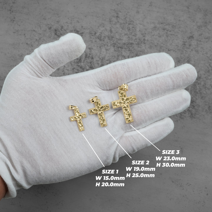10k Gold Faith DC Nugget Cross Pendant Necklace