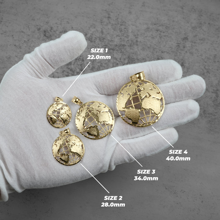 10k Gold The World Round Pendant Necklace (One-Tone)