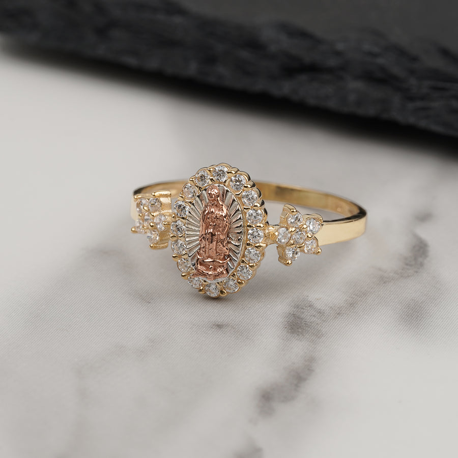 10k & 14k Gold Elvor Virgin Mary CZ Ring