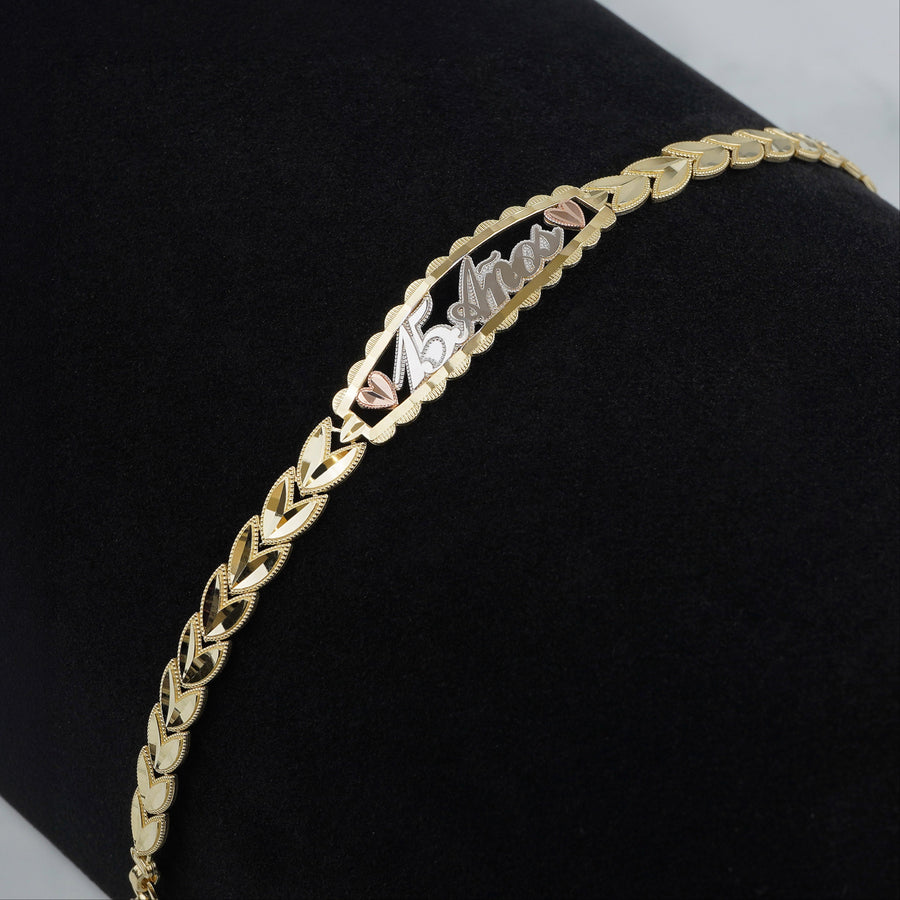 10k & 14k Gold Orlux Quinceanera "15 Anos" Leaf Bracelet