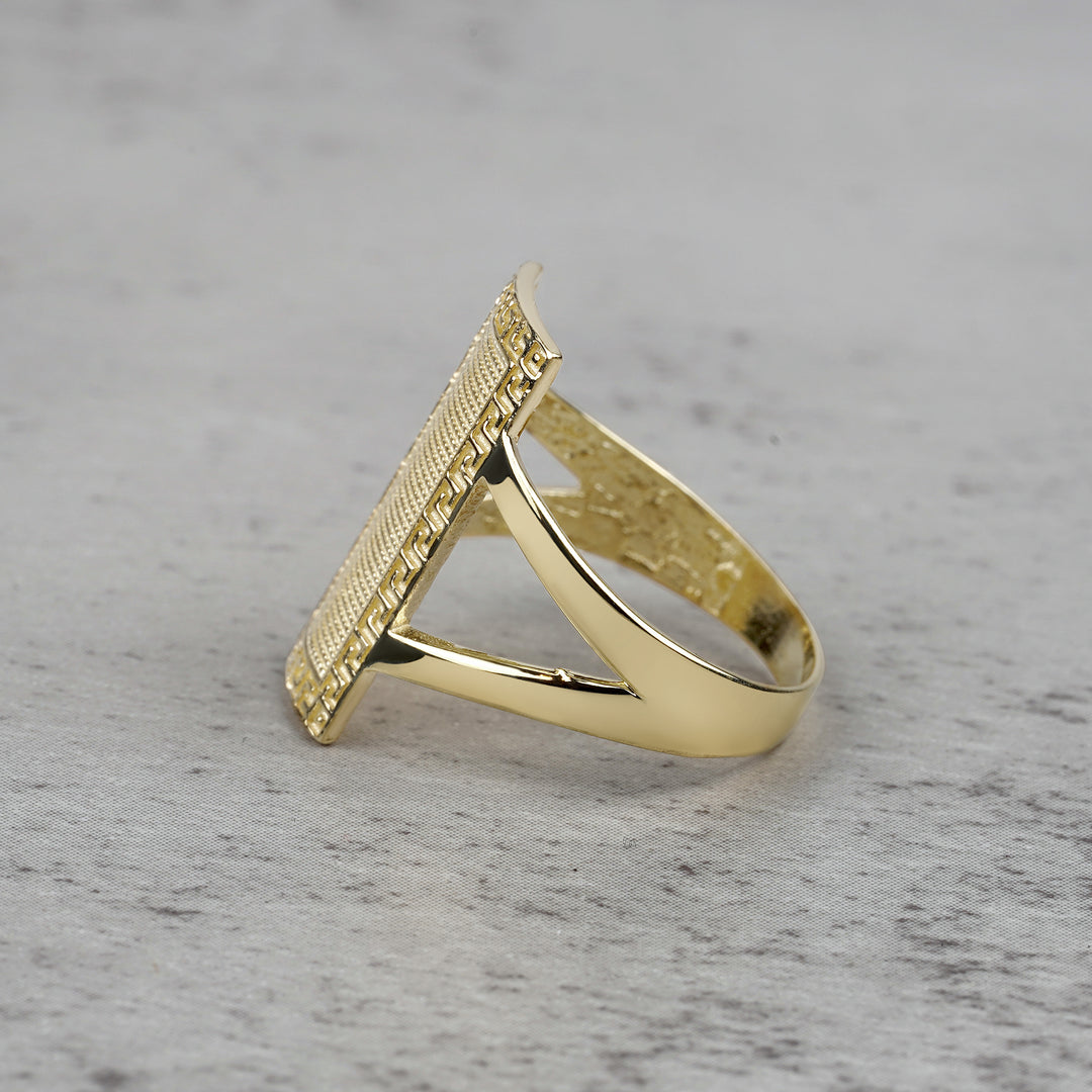 10k & 14k Gold Rectangular Greek Key Signet Ring