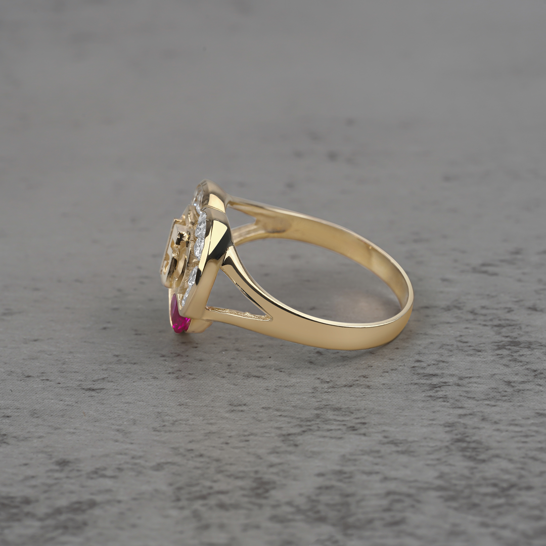 10k & 14k Solid Gold Quinceanera Heart Birthstone CZ Ring