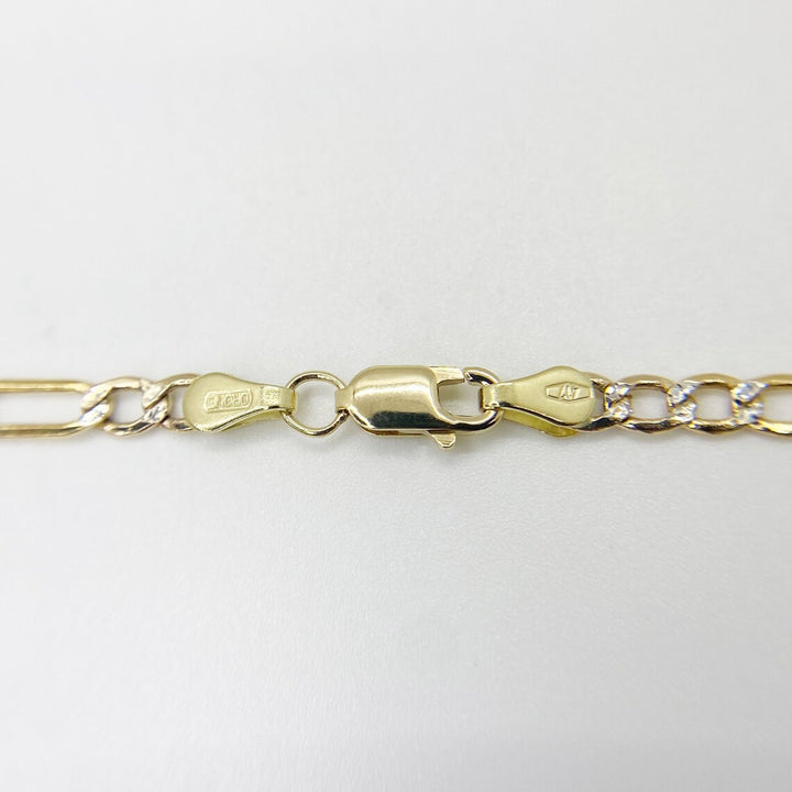 10k Gold Pave Figaro Chain (Solid)
