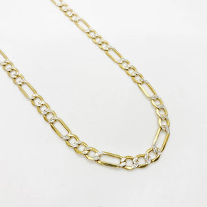 10k Gold Pave Figaro Chain (Solid)