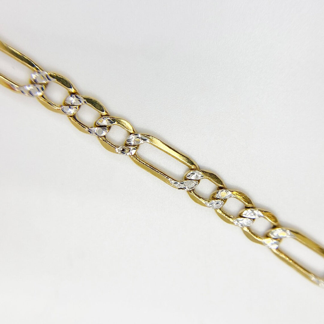 10k Gold Pave Figaro Chain (Solid)