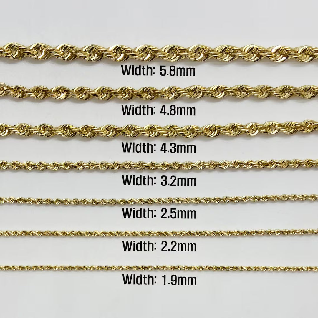 10k Gold Classic Rope Bracelet/Anklet (Solid)