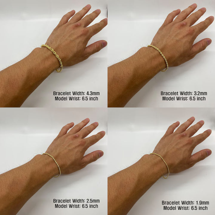 10k Gold Classic Rope Bracelet/Anklet (Solid)