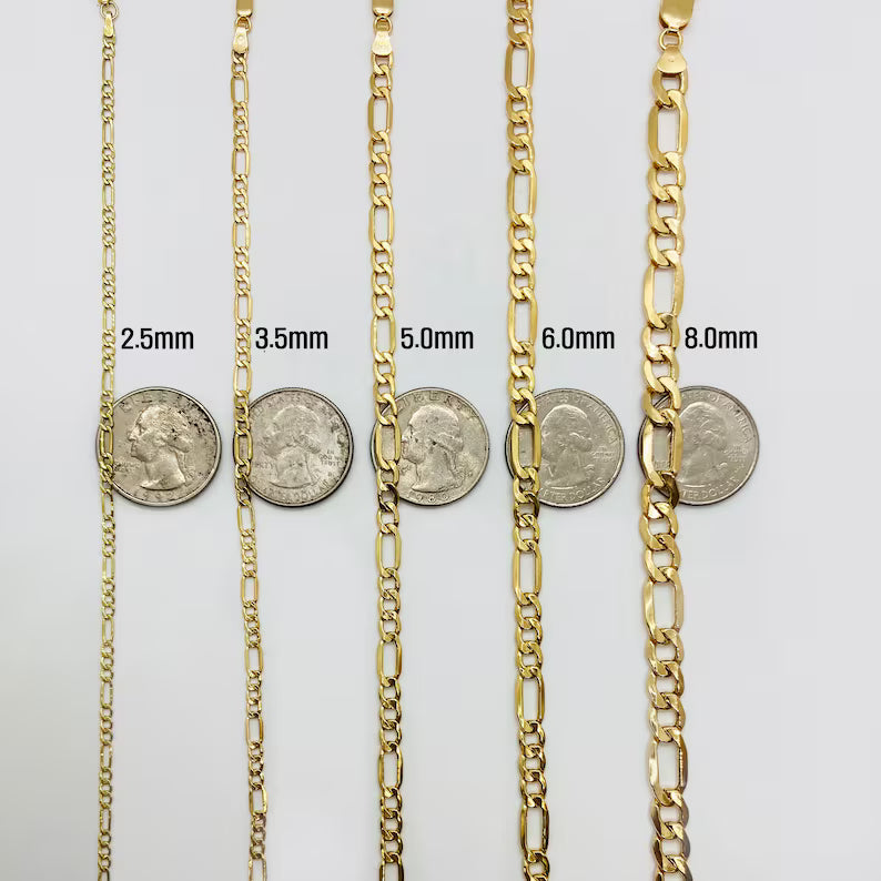 10k Gold Classic Figaro Link Bracelet/Anklet