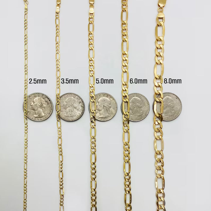 10k Gold Classic Figaro Link Bracelet/Anklet