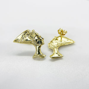 10k Gold Queen Nefertiti Stud Earrings