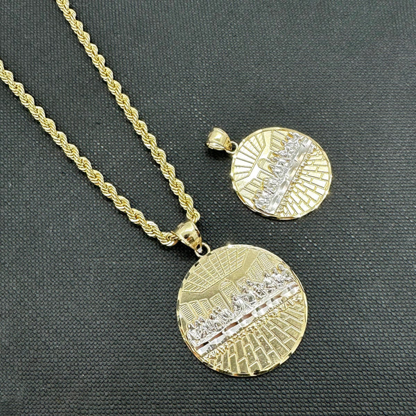 10k & 14k Gold Last Supper Two-tone Lightweight Pendant Necklace