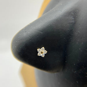 14k Gold Flower Nose Stud