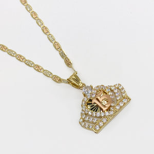10k & 14k Gold Royal Quinceanera Crown Chain Set