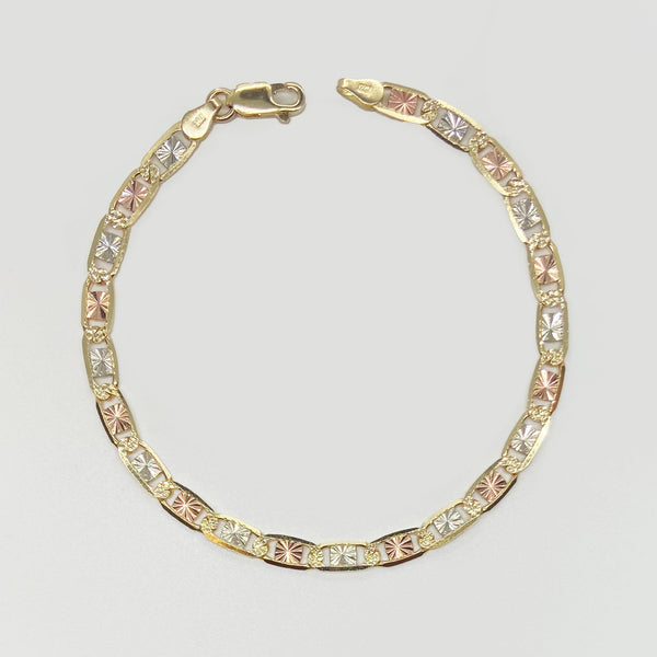10k & 14k Gold Tri-Color Valentino Link Bracelet/Anklet
