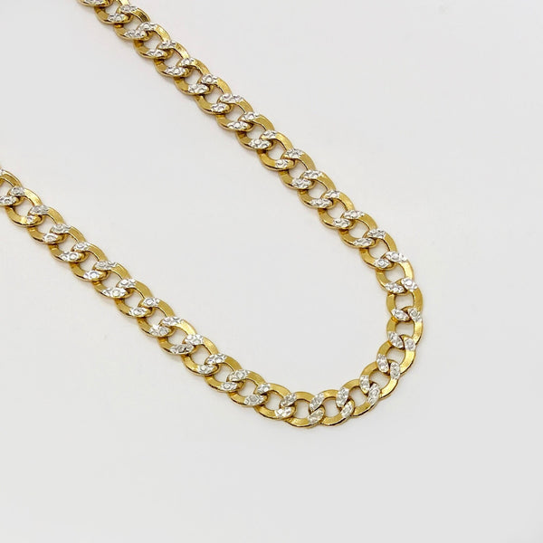 10k Gold Pave Diamond Cut Cuban Curb Link Chain (Hollow & Solid)