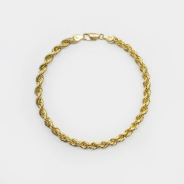 10k Gold Classic Rope Bracelet/Anklet (Hollow & Solid)