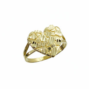 10k & 14k Solid Gold Nugget Heart Love Ring Valentine's Day High Polish DC Finish Elegant Gift for Women Girls Her