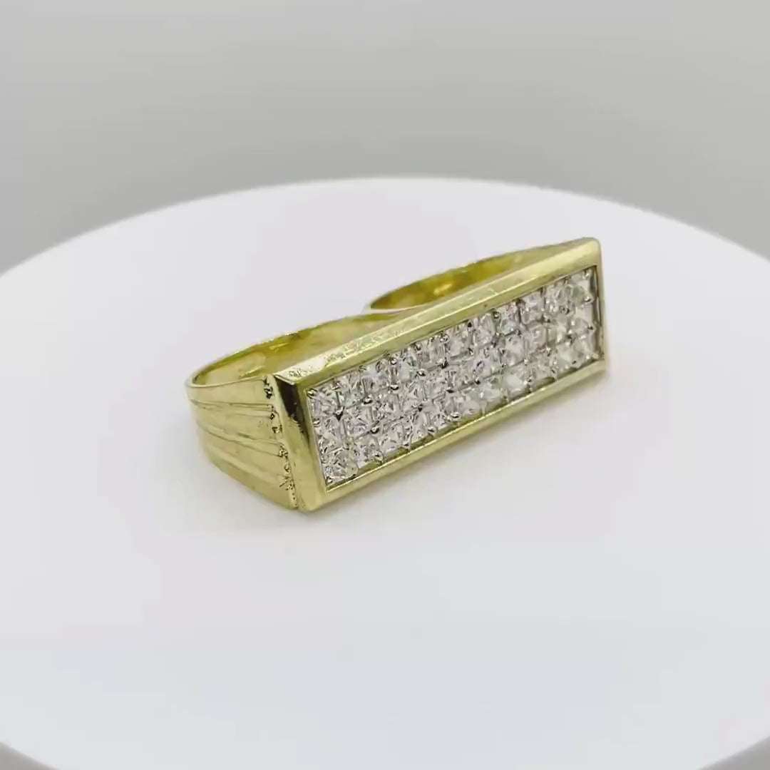 10k Gold Princess CZ Two Finger Ring