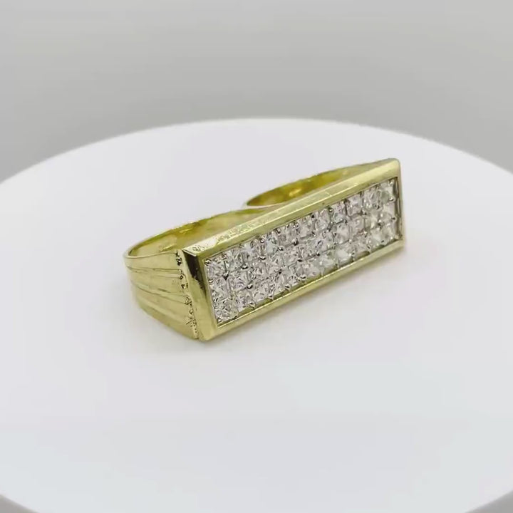 10k Gold Princess CZ Two Finger Ring