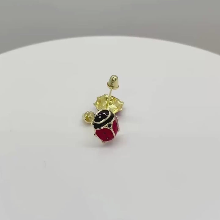 14k Gold Mini Ladybug Stud Earrings