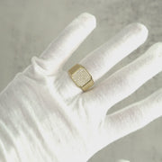 10k & 14k Gold Oren Square Signet Iced CZ Ring