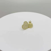 10k Gold Flat CZ Heart Stud Earrings