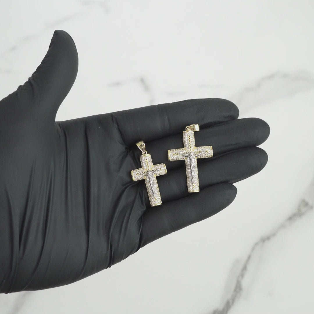 10k & 14k Gold Yelca Crucifix Cross CZ Pendant
