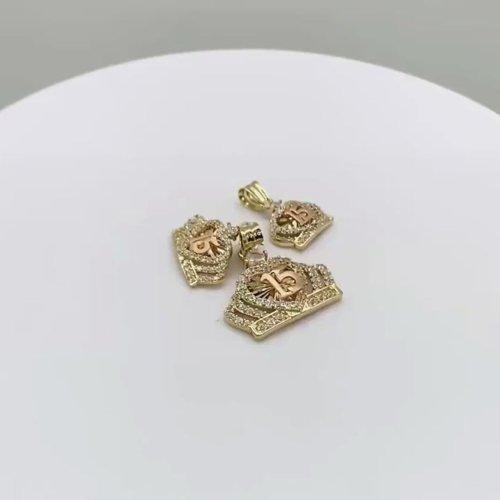 10k & 14k Gold Royal Quinceanera Crown Chain Set