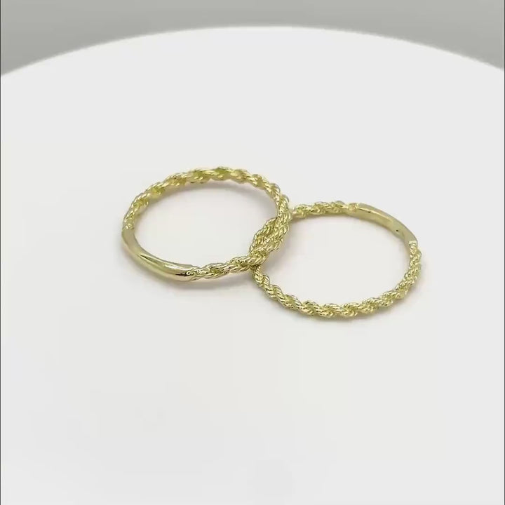 10k & 14k Gold Ultra Slim Rope Ring