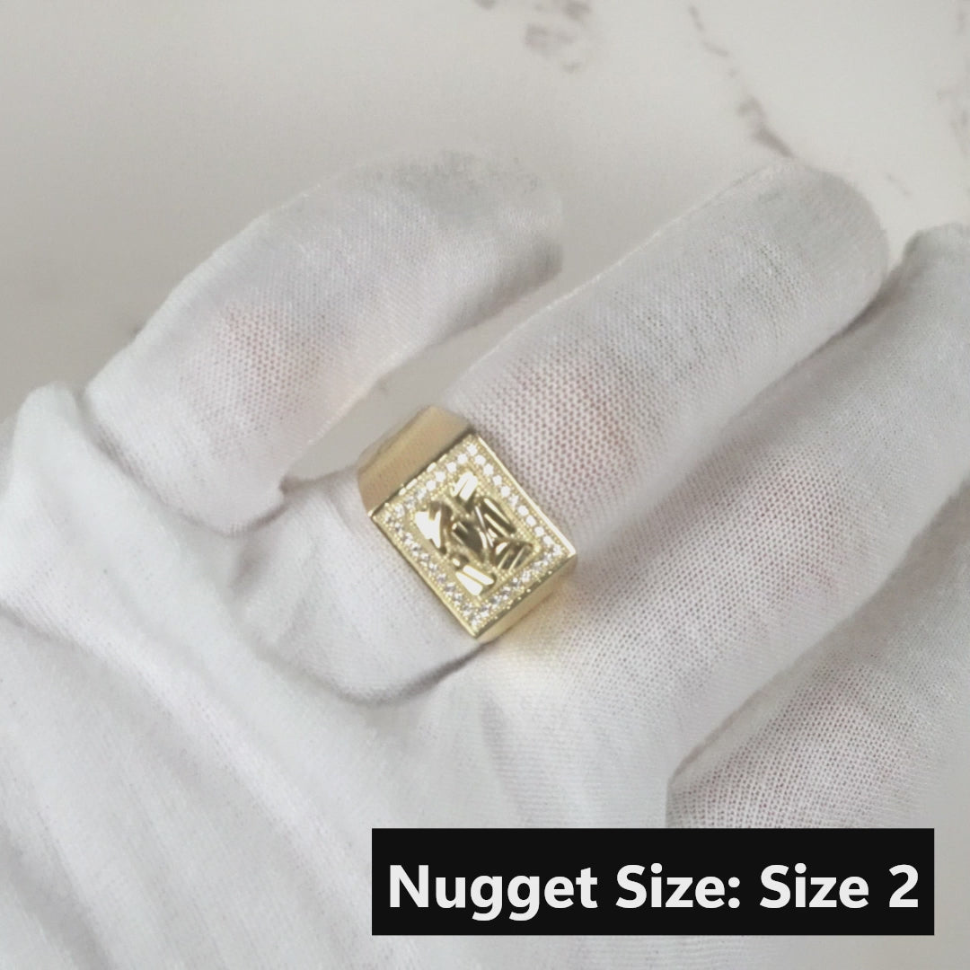 10k & 14k Gold Bling Rectangle Nugget Ring