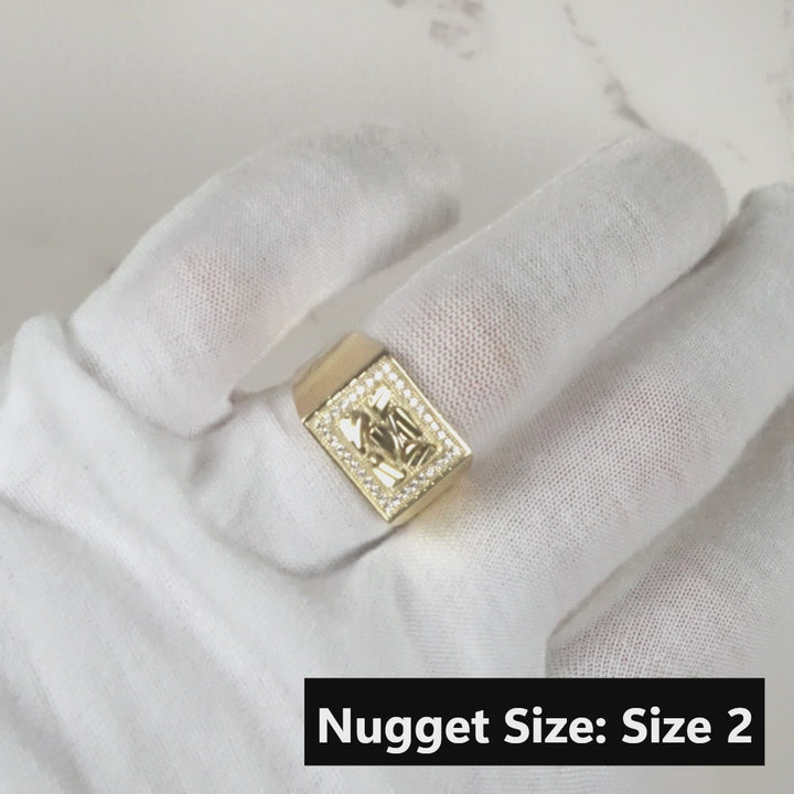 10k & 14k Gold Bling Rectangle Nugget Ring